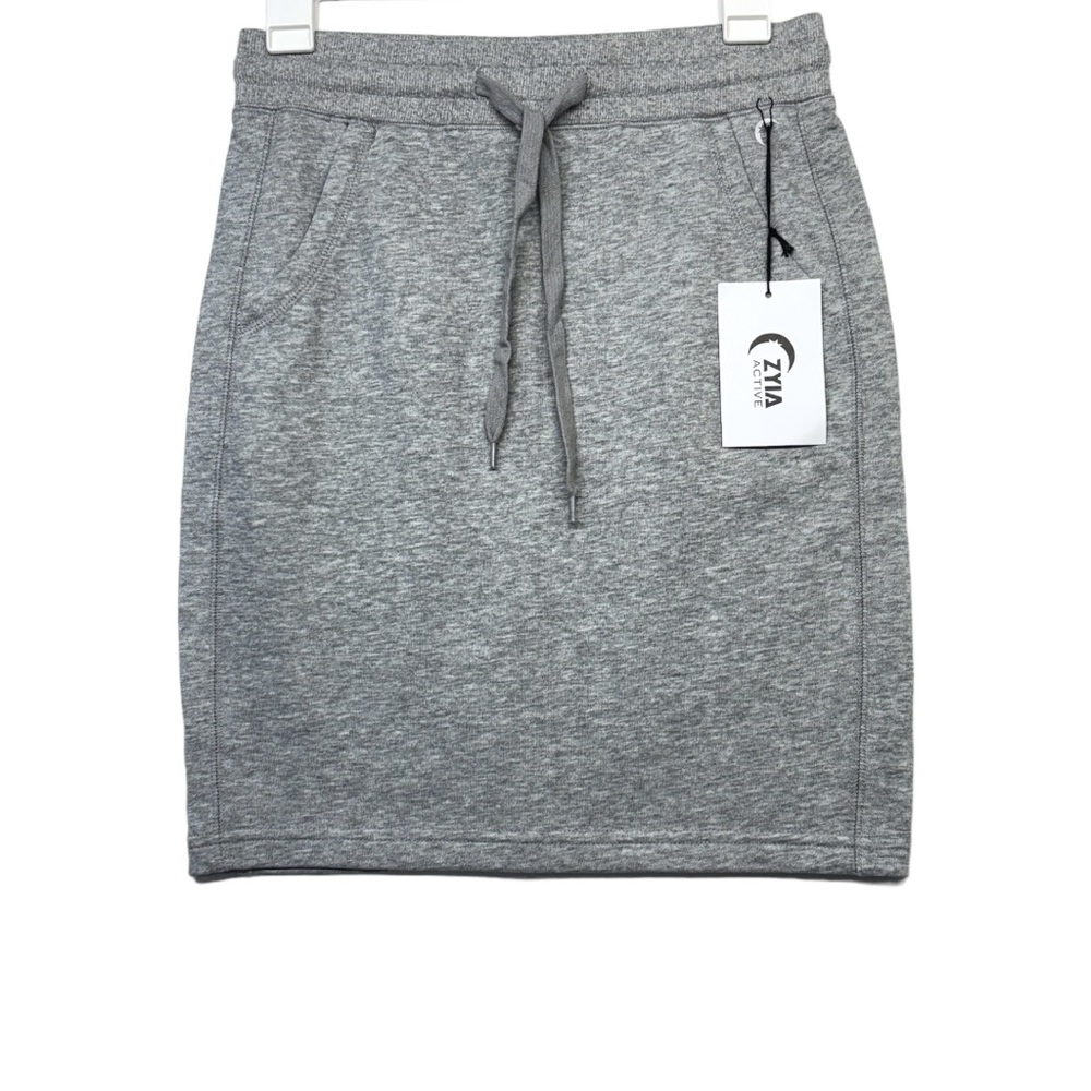 Zyia Take Me Everywhere Gray Casual Activewear Cotton Blend Skirt NWT Womens XS